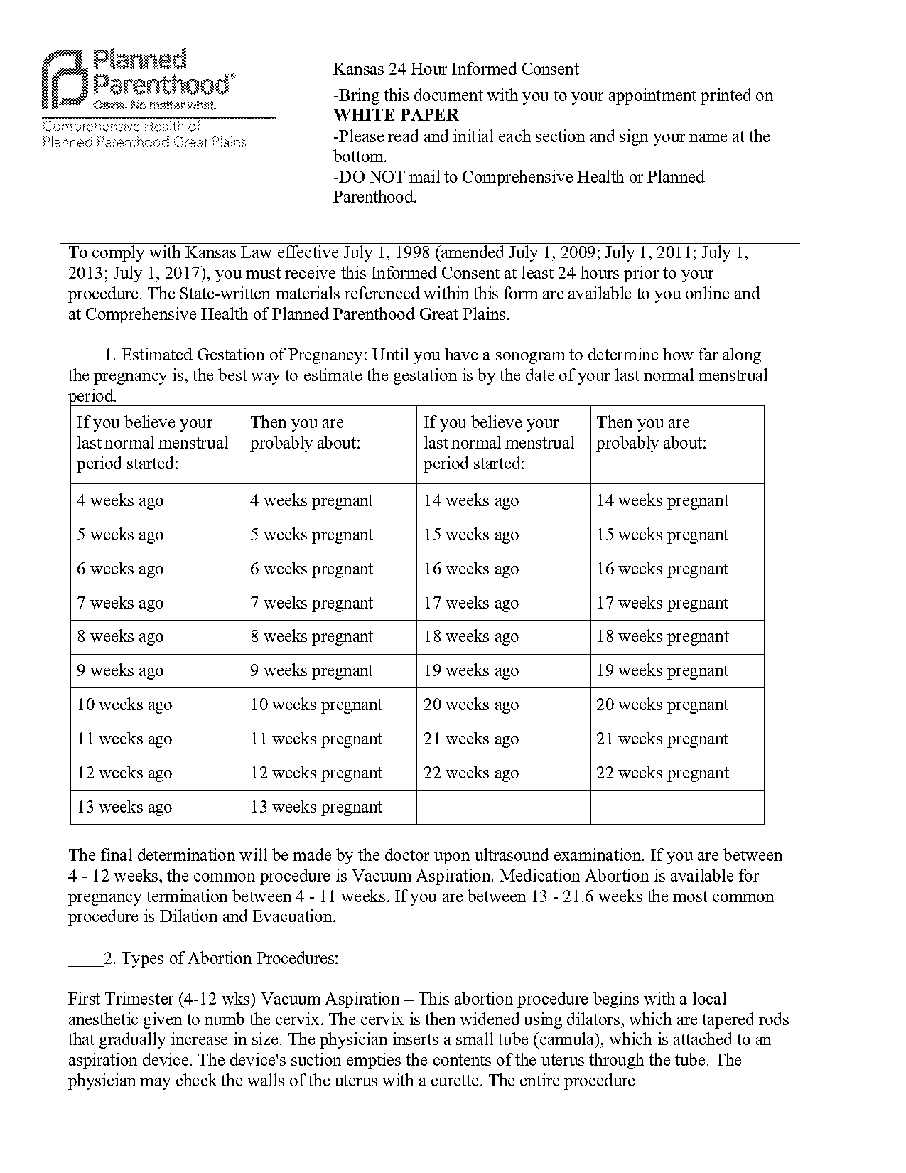 planned parenthood abortion consent form